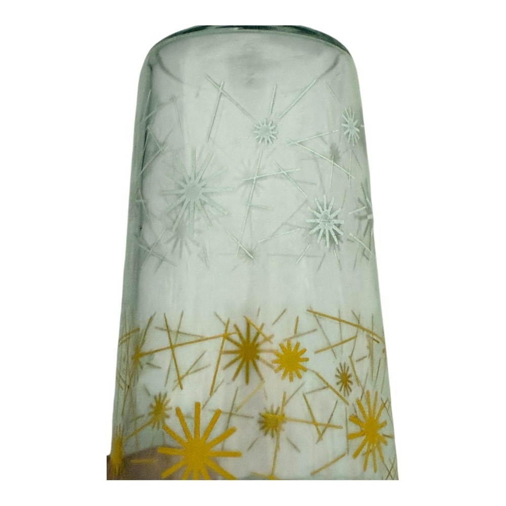 MCM 50s Vintage Atomic White And Yellow Starburst Glass - Picture 6 of 9